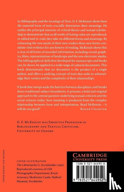 McKenzie, D. F. (University of Oxford) - Bibliography and the Sociology of Texts