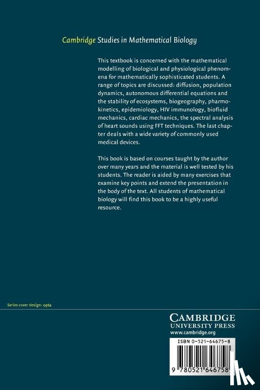 Mazumdar, J. (Adjunct Professor - An Introduction to Mathematical Physiology and Biology