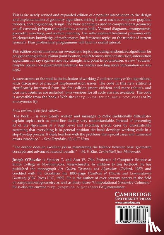 O'Rourke, Joseph (Olin Professor of Computer Science - Computational Geometry in C