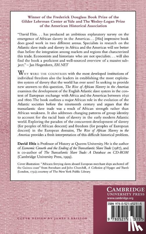 Eltis, David (Queen's University - The Rise of African Slavery in the Americas