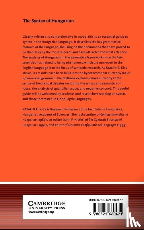 Kiss, Katalin E. (Hungarian Academy of Sciences - The Syntax of Hungarian