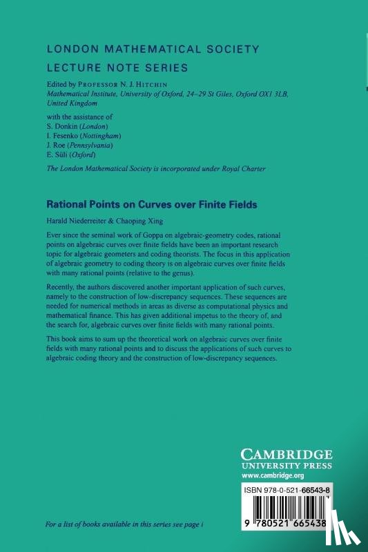 Niederreiter, Harald (National University of Singapore), Xing, Chaoping (National University of Singapore) - Rational Points on Curves over Finite Fields