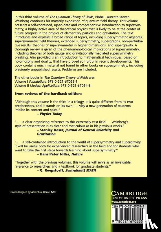 Weinberg, Steven (University of Texas - The Quantum Theory of Fields: Volume 3, Supersymmetry
