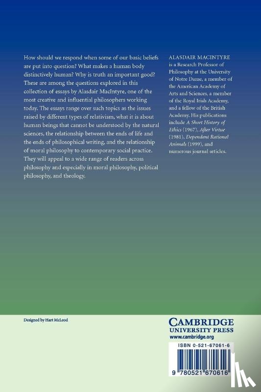 MacIntyre, Alasdair (University of Notre Dame - The Tasks of Philosophy: Volume 1