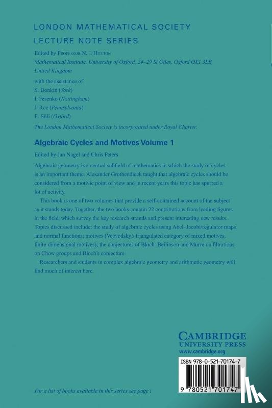  - Algebraic Cycles and Motives: Volume 1