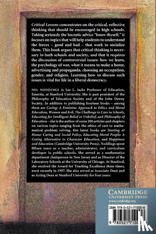 Noddings, Nel (Stanford University - Critical Lessons