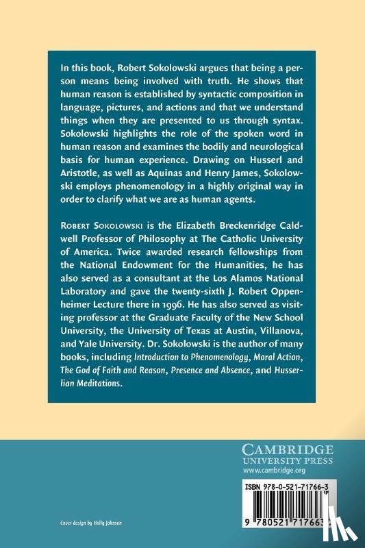 Sokolowski, Robert (Catholic University of America - Phenomenology of the Human Person