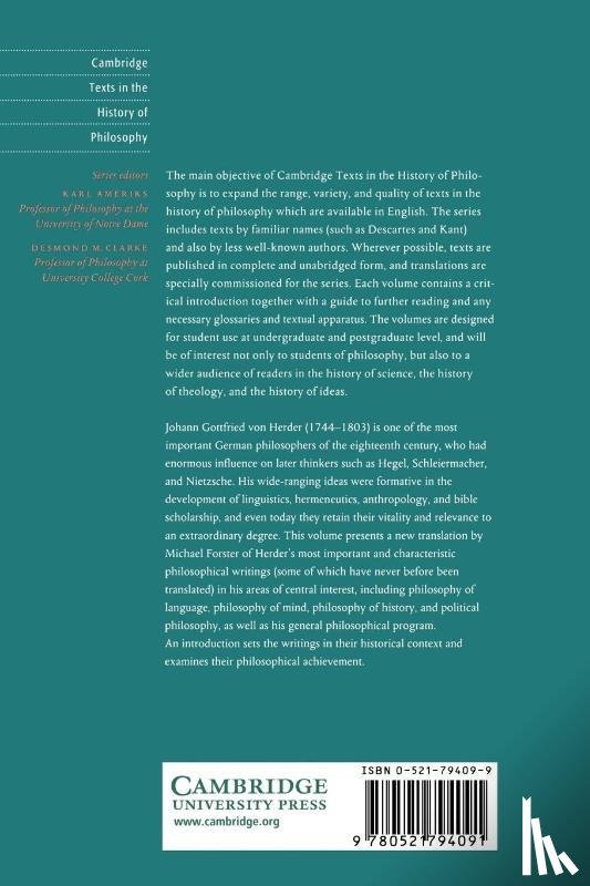 Herder, Johann Gottfried von - Herder: Philosophical Writings
