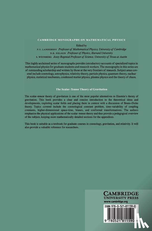 Fujii, Yasunori (Nihon University, Maeda, Kei-ichi (Waseda University - The Scalar-Tensor Theory of Gravitation