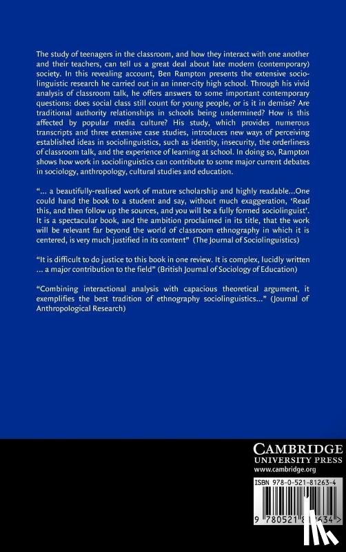 Rampton, Ben (King's College London) - Language in Late Modernity