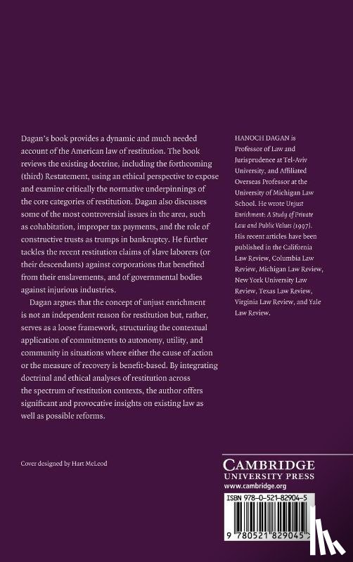 Dagan, Hanoch (University of Michigan - The Law and Ethics of Restitution