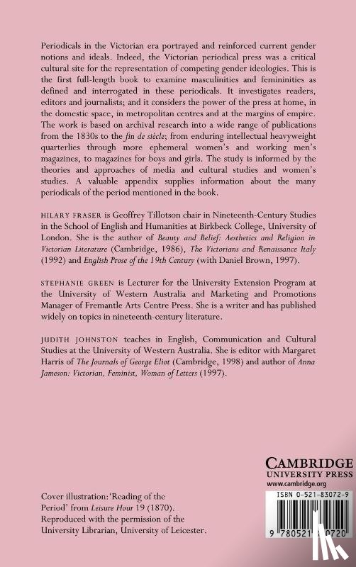 Fraser, Hilary (Birkbeck College, Green, Stephanie (University of Western Australia, Johnston, Judith (University of Western Australia - Gender and the Victorian Periodical