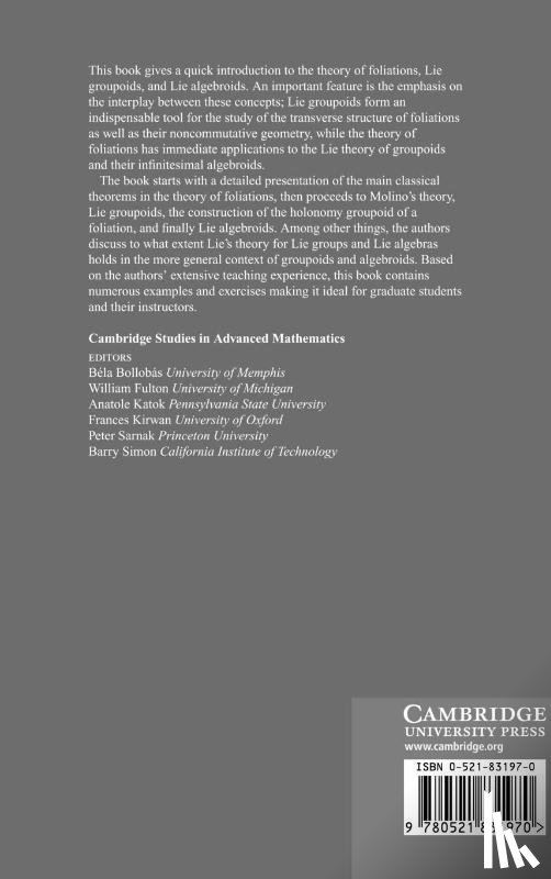 Moerdijk, I. (Universiteit Utrecht, Mrcun, J. (University of Ljubljana) - Introduction to Foliations and Lie Groupoids