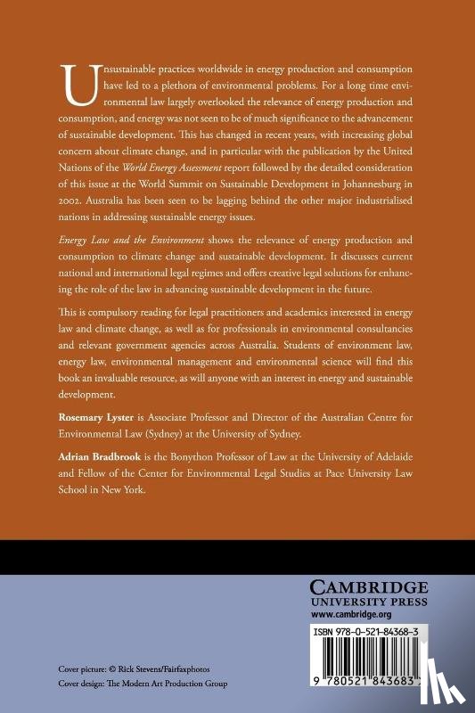 Lyster, Rosemary (University of Sydney), Bradbrook, Adrian (University of Adelaide) - Energy Law and the Environment