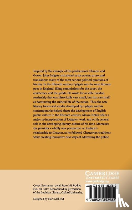 Nolan, Maura (University of California - John Lydgate and the Making of Public Culture
