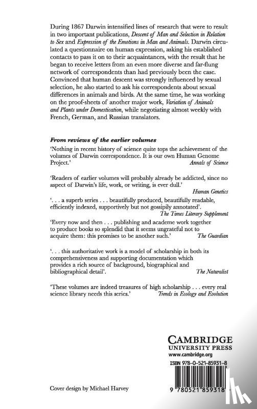Darwin, Charles - The Correspondence of Charles Darwin: Volume 15, 1867