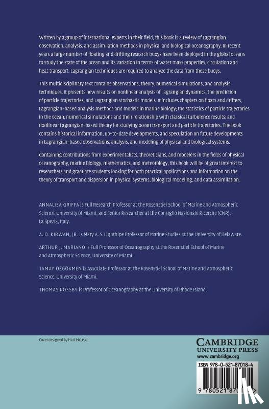  - Lagrangian Analysis and Prediction of Coastal and Ocean Dynamics