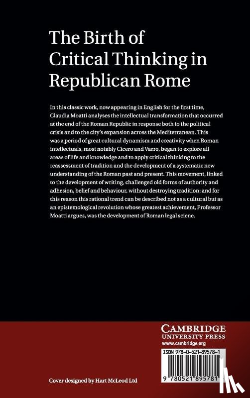 Moatti, Claudia (University of Southern California) - The Birth of Critical Thinking in Republican Rome