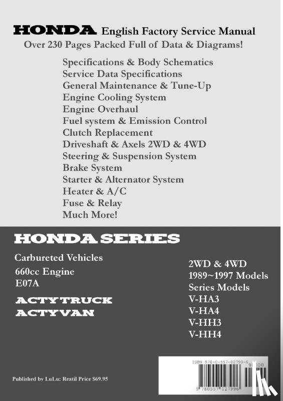 Danko, James - Honda Acty English Factory Service Manual