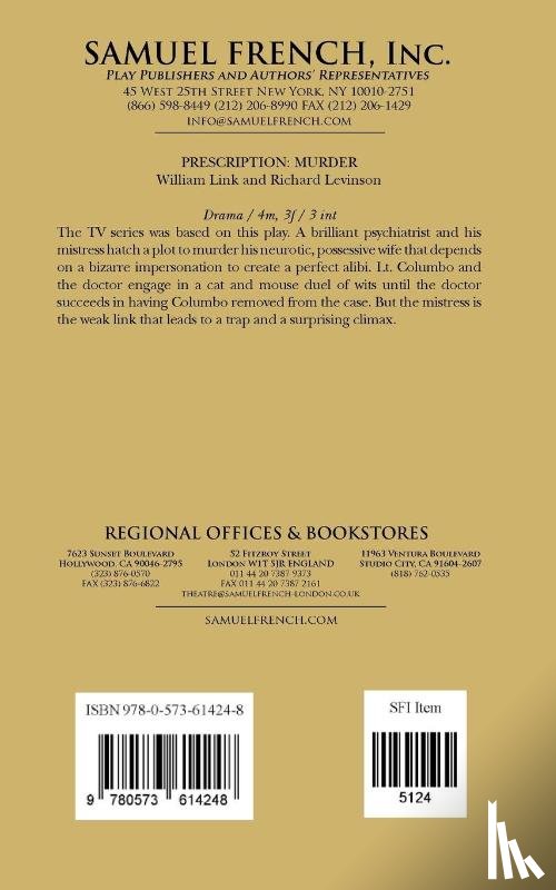 Link, William (University of Florida), Levinson, Richard - Prescription: Murder
