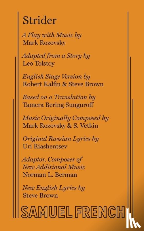 Rozovsky, Mark, Sunguroff, Tamera Bering, Tolstoy, Leo - Strider