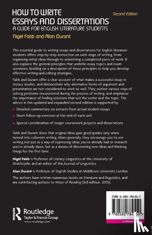 Durant, Alan, Fabb, Nigel (University of Strathclyde - How to Write Essays and Dissertations