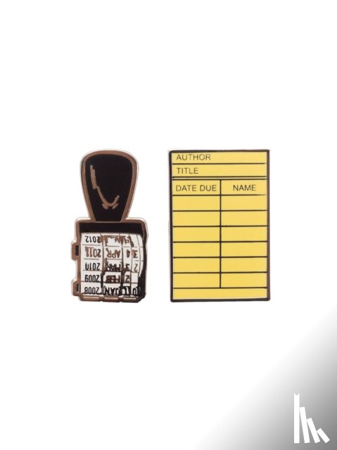 Out of Print - Library Card and Stamp Enamel Pin Set - Pin Set of 2