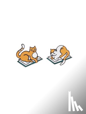 Out of Print - Curl Up with Books and Cats Enamel Pin Set