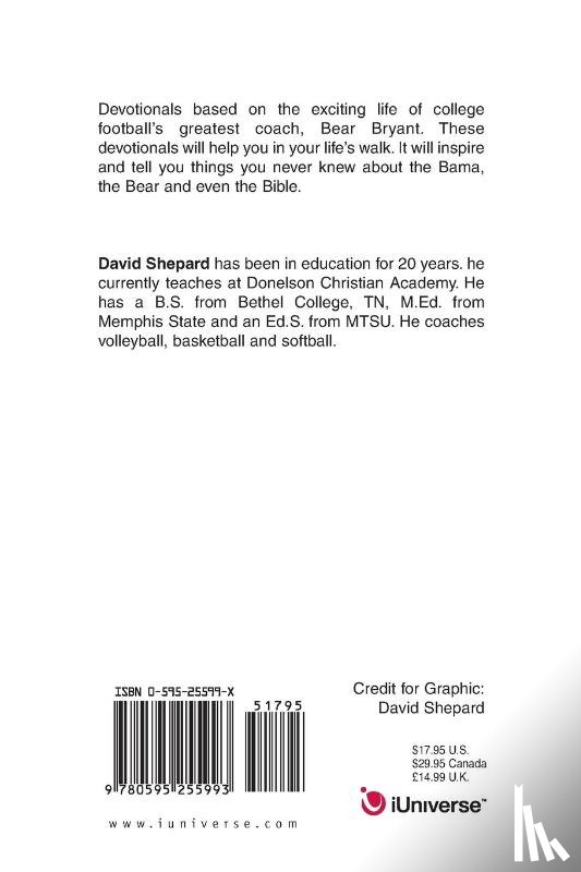 Shepard, David (The Middle Matters USA) - Bama, Bear Bryant and the Bible