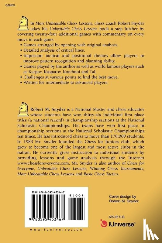 Snyder, Robert M - More Unbeatable Chess Lessons
