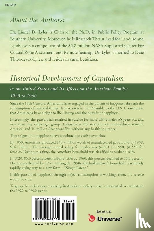 Lyles, Lionel D - Historical Development of Capitalism in the United States and Its Affects on the American Family