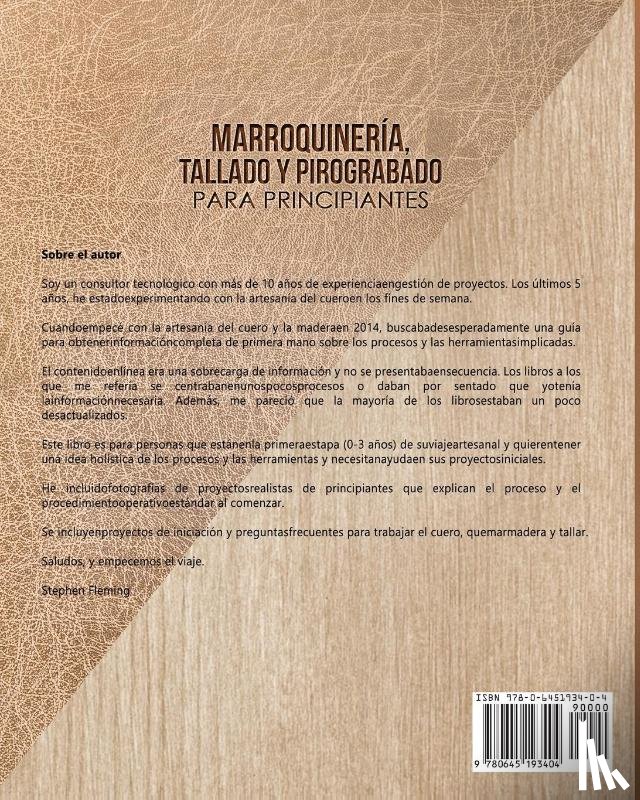 Fleming, Stephen - Marroquineria, Tallado y Pirograbado para Principiantes