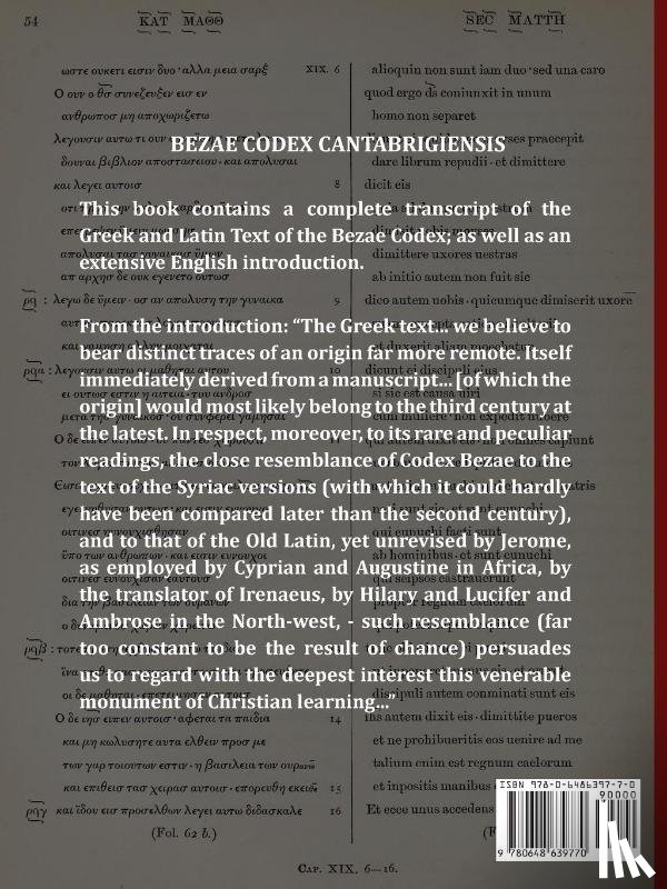 Scrivener, Fredric H. A. - Greek and Latin Transcript of Bezae Codex [Beza Codex, Codex Bezae, Codex Beza]