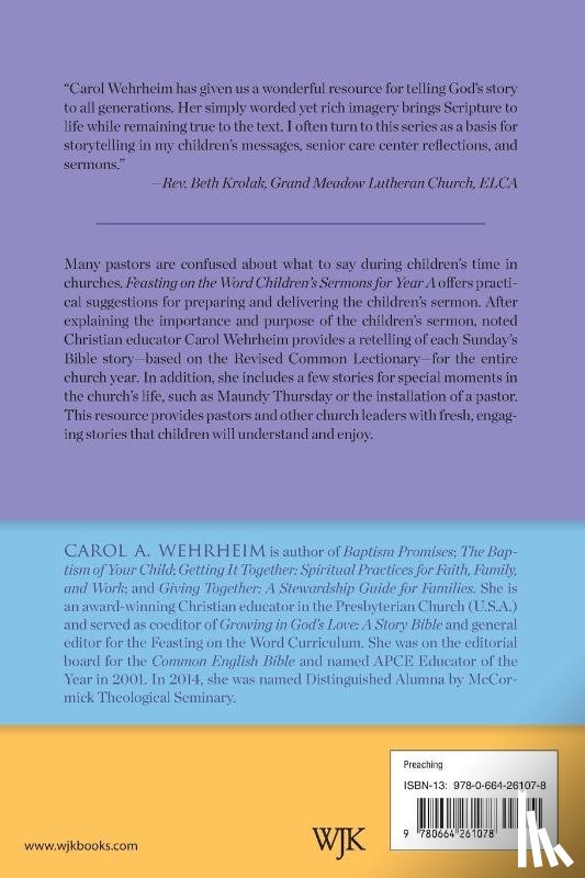 Carol A. Wehrheim - Feasting on the Word Childrens's Sermons for Year A