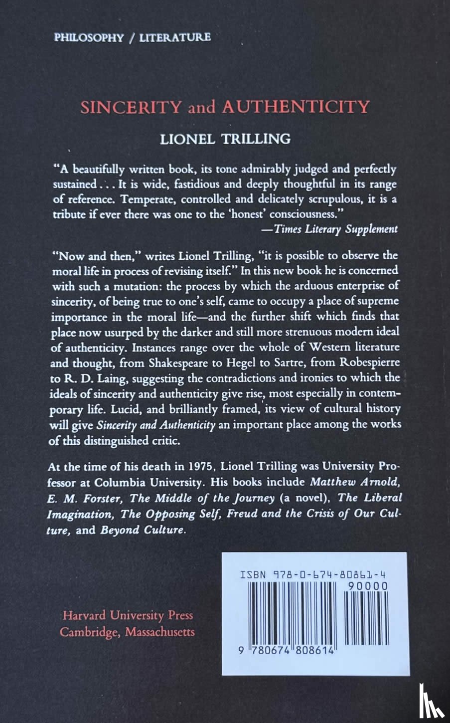 Trilling, Lionel - Sincerity and Authenticity