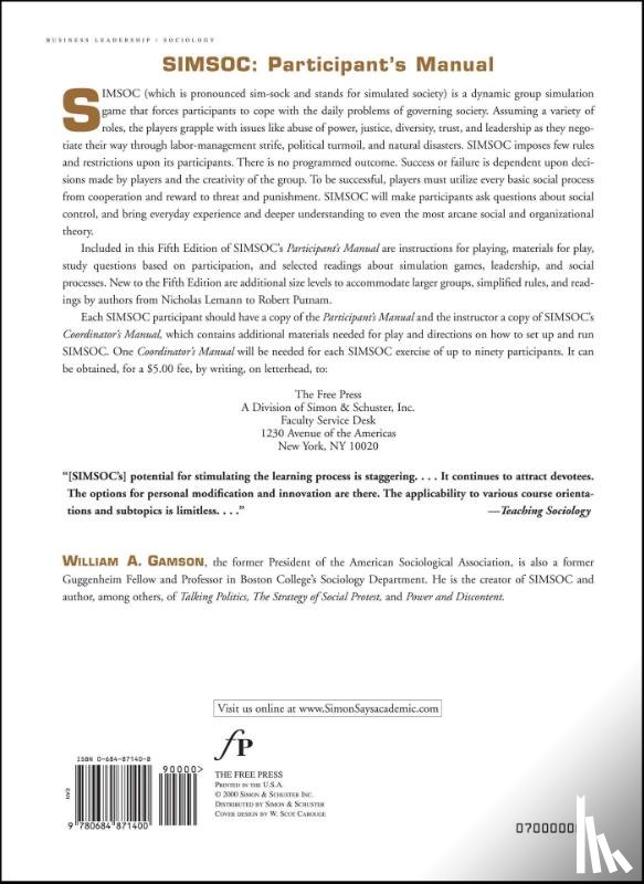 Gamson, William A. - SIMSOC: Simulated Society, Participant's Manual