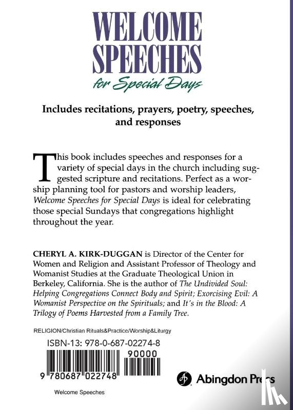 KIRK-DUGGAN - Welcome Speeches for Special Days