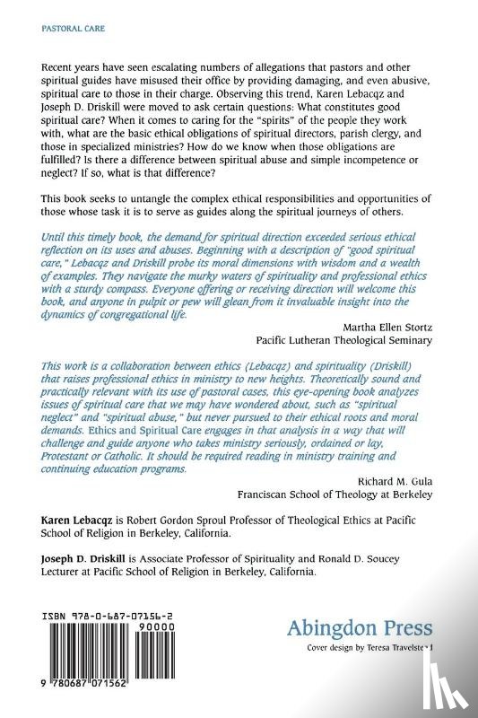 Lebacqz, Karen, Driskill, Joseph D. - Ethics and Spiritual Care