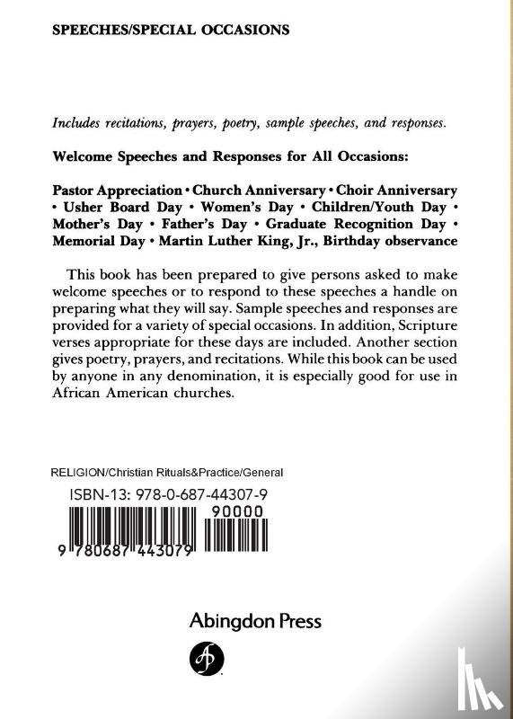 Abingdon - Welcome Speeches and Responses for All Occasions