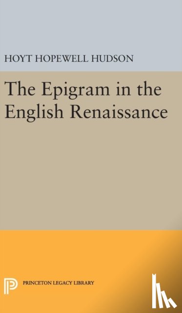 Hudson, Hoyt Hopewell - Epigram in the English Renaissance