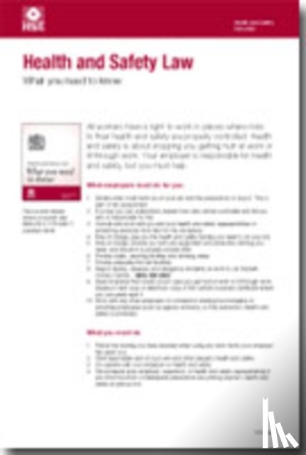 Health and Safety Executive - Health and safety law: what you should know foldable pocket cards (pack of 25)