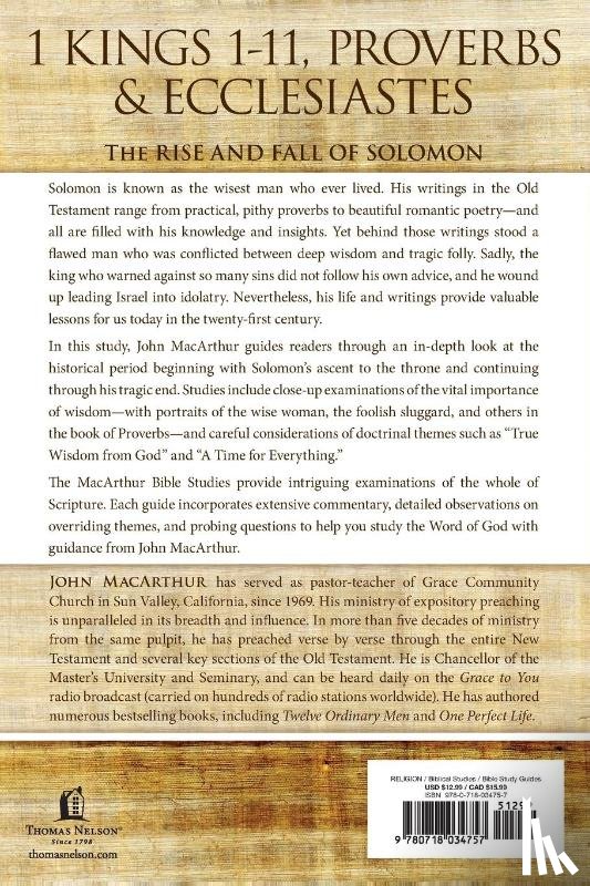 MacArthur, John F. - 1 Kings 1 to 11, Proverbs, and Ecclesiastes