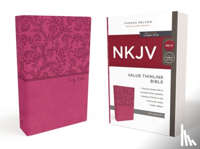 Thomas Nelson - NKJV, Value Thinline Bible, Leathersoft, Pink, Red Letter Edition, Comfort Print