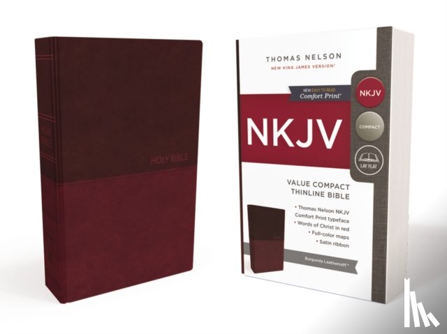 Nelson, Thomas - NKJV, Thinline Bible, Compact, Leathersoft, Burgundy, Red Letter, Comfort Print