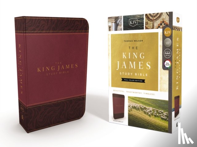 Thomas Nelson - KJV, The King James Study Bible, Leathersoft, Burgundy, Red Letter, Full-Color Edition