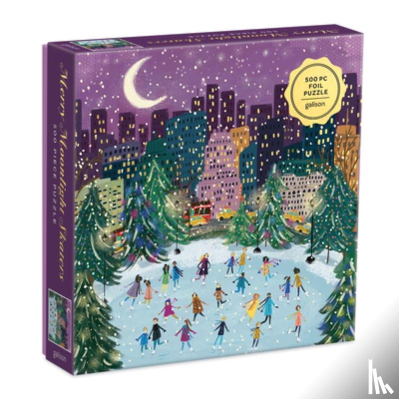 Galison - Merry Moonlight Skaters 500 Piece Foil Puzzle