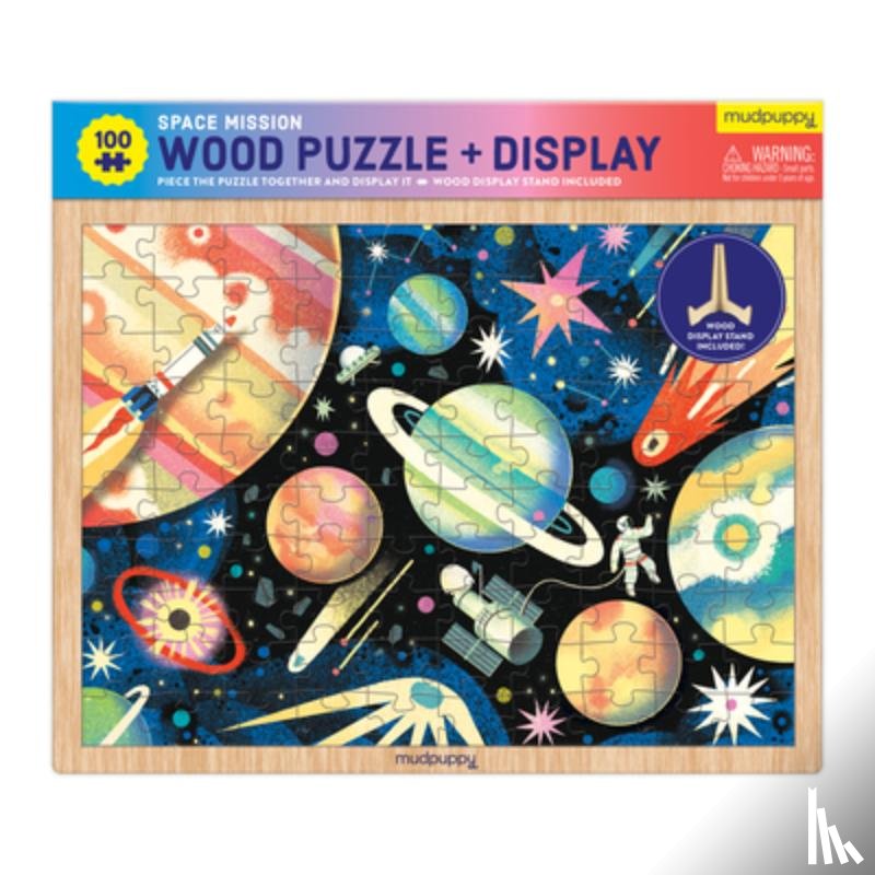Mudpuppy - Space Mission 100 Piece Wood Puzzle + Display