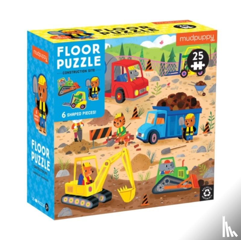 Mudpuppy - Construction Site 25 Piece Floor Puzzle with Shaped Pieces
