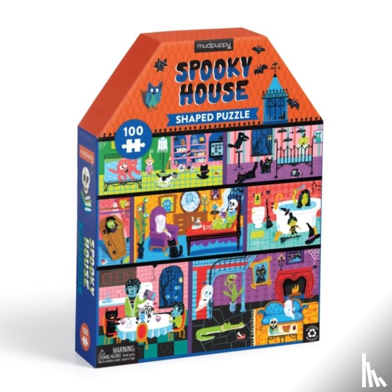 Mudpuppy - Spooky House 100 piece House-Shaped Puzzle