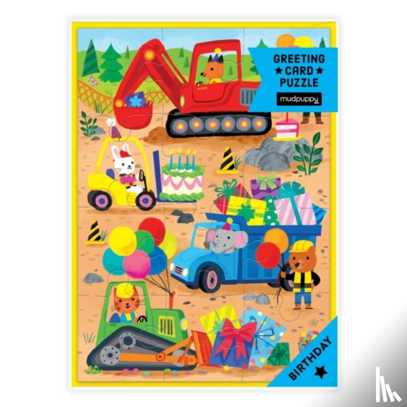 Mudpuppy - Construction Site Birthday Greeting Card Puzzle